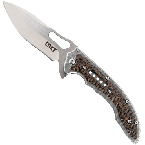 CRKT 5460 Fossil Compact 3.41" Folding Drop Point Plain Satin 8Cr13MoV SS Blade Knife