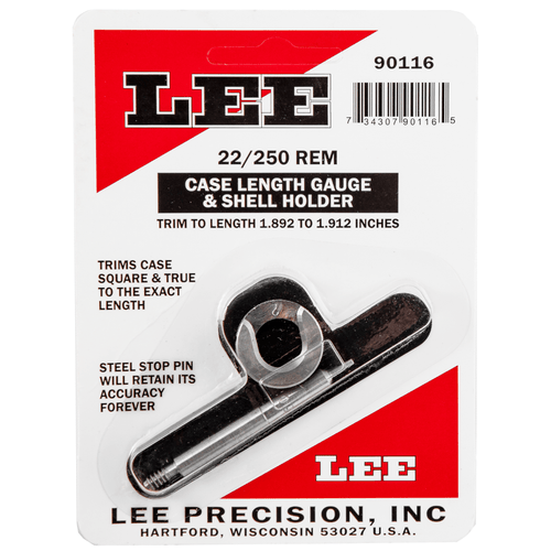Lee Precision 22/250 Rem Case Length Gauge & Shell Holder, Package View.