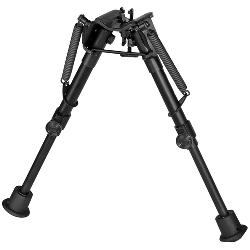Harris Bipods 1A2BR2 Non-Swivel BR Swivel Stud, 6-9", Black Steel/Aluminum, Self Leveling Legs, Rubber Feet (No Sling Stud Provision)