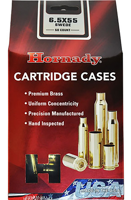 Hornady Unprimed Cases Cartridge 6.5x55 Swedish Rifle Brass