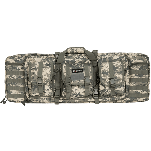 GPS Bags DRC36ACU Double Rifle Case 36" A-TACS AU 600D Polyester w/ 2 Padded Pistol Sleeves MOLLE Webbing & Lockable Zippers