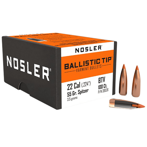 Nosler 39526 Ballistic Tip 22Cal 55gr Spitzer Point 100/Box