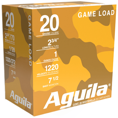 Aguila 1CHB2007 Birdshot High Velocity 20Gauge 2.75" 1oz 7.5Shot 25 Per Box