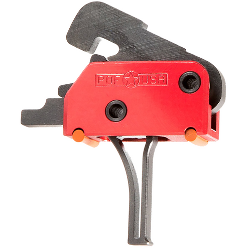 Patriot Ordnance Factory 00858 Drop-In Single-Stage Flat Trigger with 3.50 lbs Draw Weight & Black/Red Finish for AR-Platform