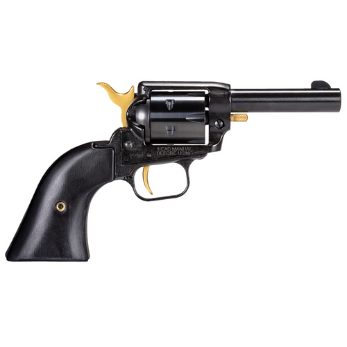 Heritage Mfg BK22B3-GLD Barkeep 22 LR 6 Shot, 3.60" Black Oxide Steel Barrel, Black Oxide w/Gold Controls Zinc Alloy Frame, Black Oxide Cylinder, Black Laminate Grip, Manual Safety, Exposed Hammer