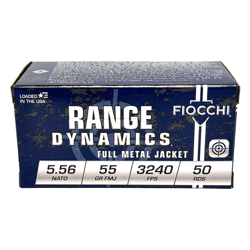 Fiocchi 556M193L Range Dynamics  5.56x45mm NATO 55 gr Full Metal Jacket Boat-Tail (FMJBT) 50 Bx/ 20 Cs