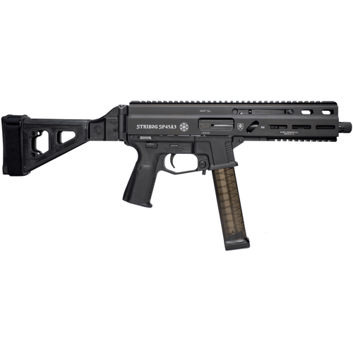 Global Ordnance LLC 197892004824 Grand Power Stribog SP45A3 45 ACP 8" Black SB Tactical Brace Pistol