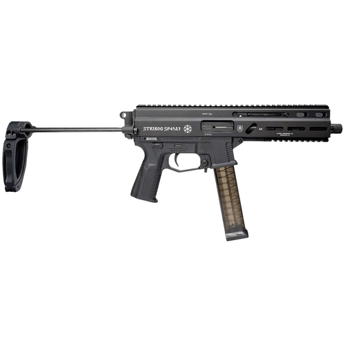 Global Ordnance LLC 197892004831 Grand Power Stribog SP45A3 45 ACP 8" Black PDW Tailhook Brace Pistol
