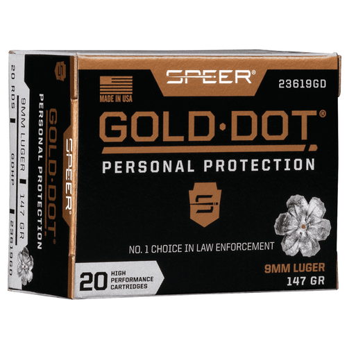 Speer 23619GD Gold Dot Personal Protection 9mm Luger 147gr Hollow Point 20 Per Box