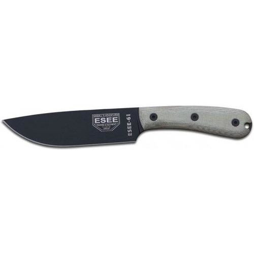 ESEE-6HM-K Black Drop Point Knife - Traditional Micarta Handle - Black Kydex Sheath