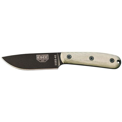 ESEE-4HM-B Plain Edge, Black Blade - Brown Leather Sheath