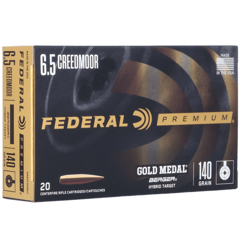 Federal GM65CRDBH2 Premium Gold Medal 6.5 Creedmoor 140 gr Berger Hybrid Target 20 Per Box 10 Cs