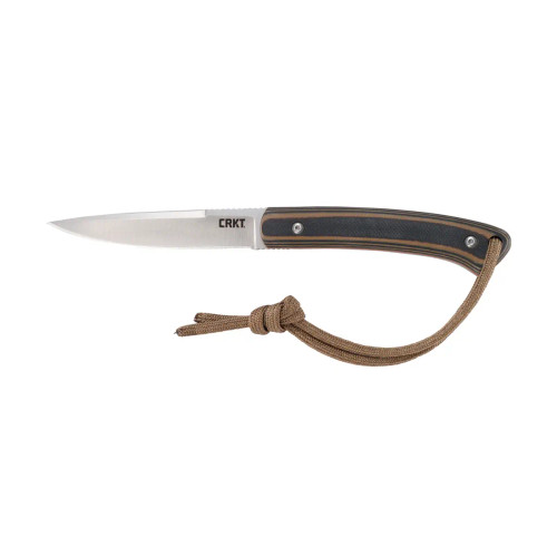 CRKT 2382 Biwa 3.02" Fixed Plain Satin 8Cr13MoV SS Blade/Black/Brown G10 Handle Includes Lanyard/Sheath