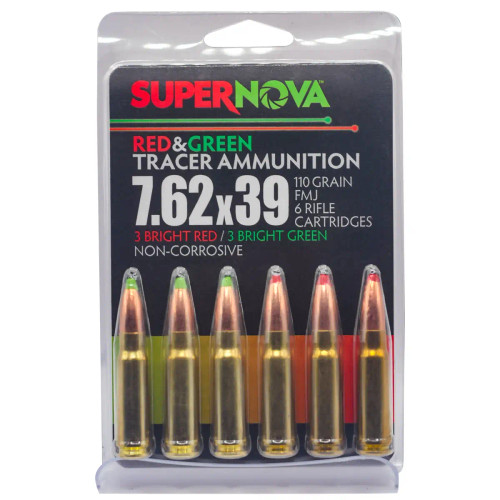 Piney Mountain Ammunition Green/Red Tracer 7.62x39mm 110gr Full Metal Jacket 6 Per Box PMSN762MP
