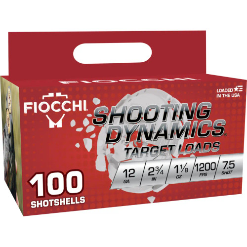 Fiocchi Shooting Dynamics 12 Gauge 2.75" 1 1/8oz 7.5 Shot 100 Per Box 12SDB187