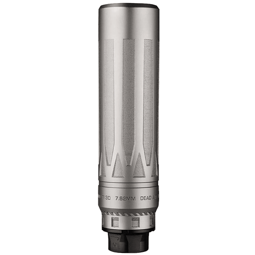 Dead Air NOMADTIXCDTSIL Nomad TI XC Silver 7.62mm Silencer w/ Direct Thread 5/8-24 Hub Mount Suppressor
