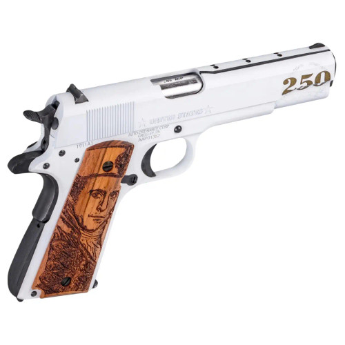 Auto-Ordnance Navy 250th Anniversary Full Size Frame 45 ACP 7+1 5" Arctic White/Savage Stainless 1911BKOC16 Right