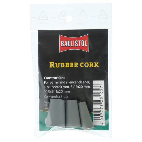 Ballistol Usa Rubber Cork 3 Set for Cleaning Suppressors 233025 Package