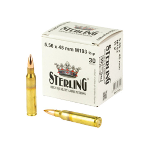 Sterling 8698779967222 M193 5.56x45mm NATO 55 gr Full Metal Jacket 30 Per Box