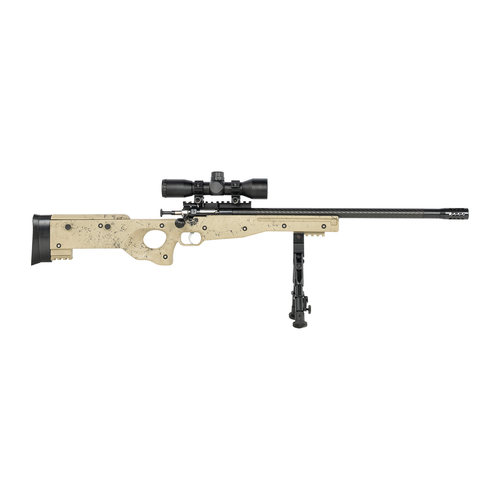 Crickett KSA2143 My First Rifle CPR 22 LR 1rd 16.13" Carbon Fiber Threaded Barrel, Tan w/Black Webbing Right
