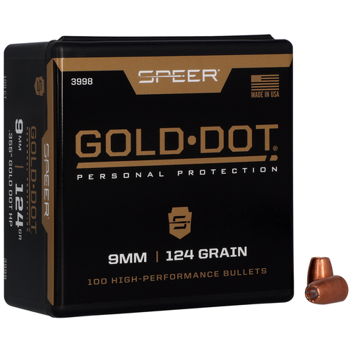 Speer 3998 Gold Dot Personal Protection 9mm 124gr Hollow Point 100 Per Box