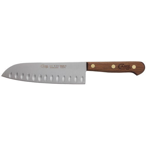 Case 07322 Santoku 7" Fixed Plain Mirror Polished Tru-Sharp SS Blade, Walnut Handle
