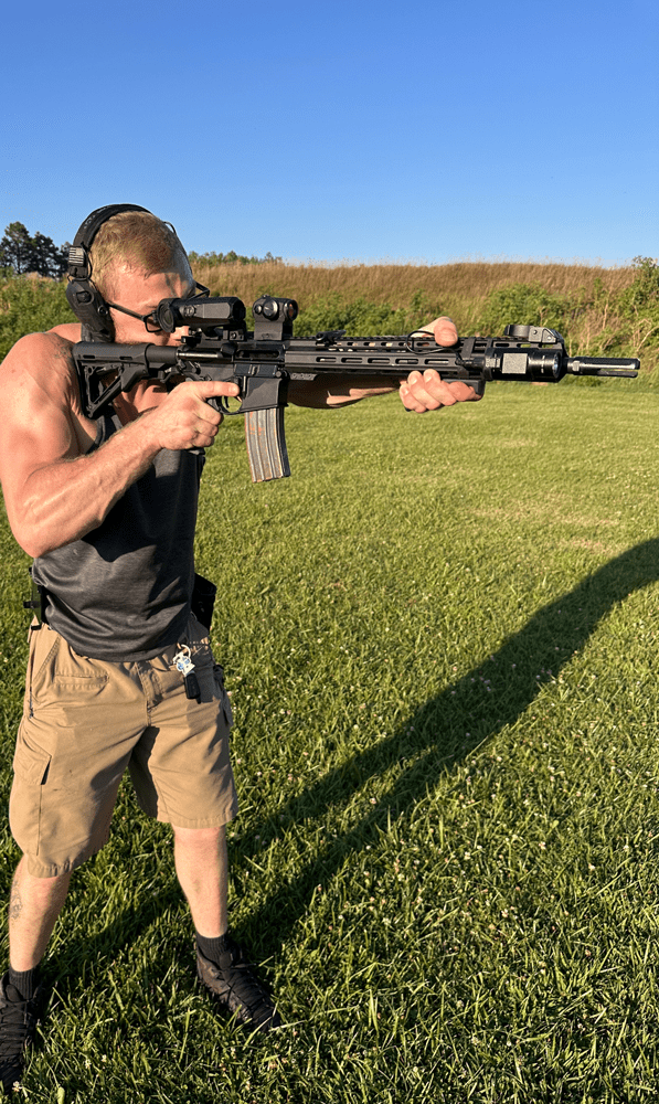 A2 fixed AR-15 stock being tested out at the gun range