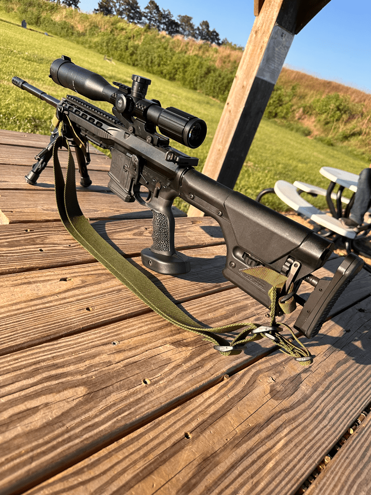 Magpul PRS Black Precision Stock on AR-15 at the gun range