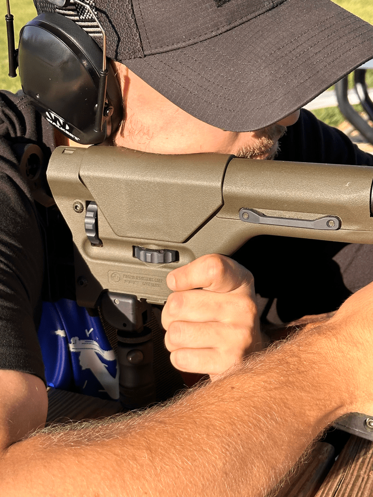 Magpul PRS Olive Green Precision Stock being sighted in