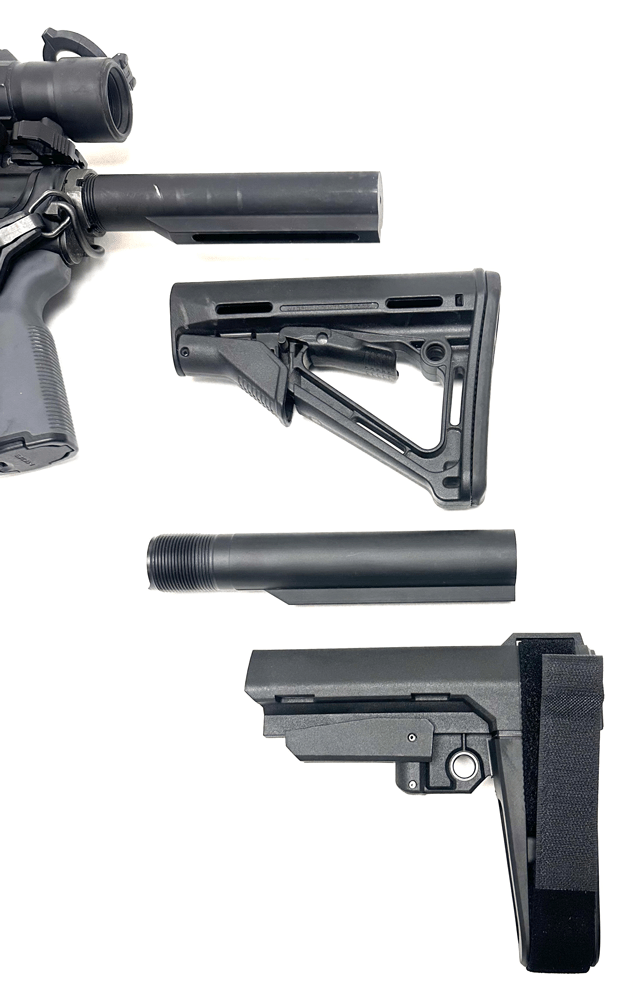 removing pistol brace and installing adjustable stock