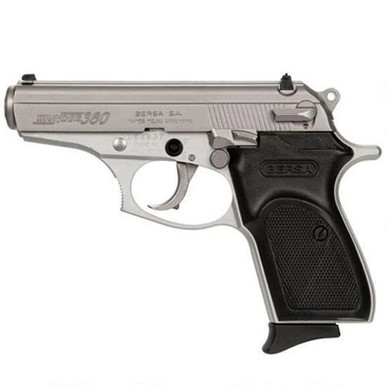 Bersa T380NKL8 Thunder Micro-Compact Frame 380 ACP 8+1, 3.50" Satin Nickel Steel Barrel, Satin Nickel Serrated Steel Slide & Aluminum Frame