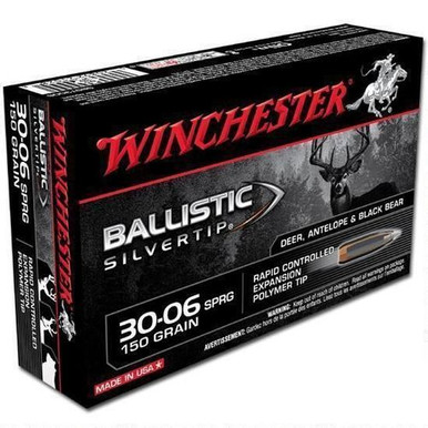 Winchester Ammo Ballistic Silvertip 30-06 Springfield 150 gr Rapid Controlled Expansion Polymer Tip - SBST3006