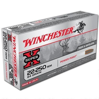 Winchester Ammo Super X 22-250 Rem 64 gr Power Point 20 Per Box