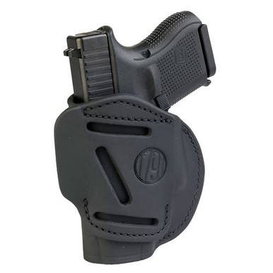 1791 Gunleather 4WH3SBLR 4-Way IWB/OWB Size 03 Stealth Black Leather Belt Clip Compatible w/Glock 26/Ruger LC9/S&W M&P Shield/2.0 9/40 Right Hand