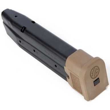 SIG Sauer P320/M17 Extended 21 Round Magazine 9mm Luger Steel Black Metal Finish/Flat Dark Earth Base Pad