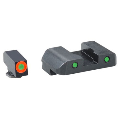 AmeriGlo GL448 Spartan Operator  Fits Glock 20/21 Tritium Green w/Orange Outline Front Tritium Green w/Black Outline Rear