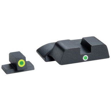 AmeriGlo SW301 i-Dot Night Sight S&amp;W M&amp;P Tritium Green w/LumiGreen Outline Front Tritium Green w/White Outline Rear