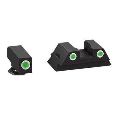 AmeriGlo GL430 Classic 3 Dot Night Sight Fits Glock 42/43 Tritium Green w/White Outline Front Tritium Green w/White Outline Rear