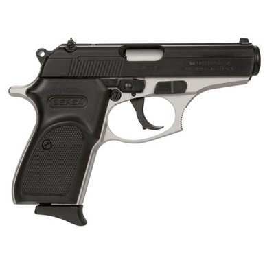 Bersa Thunder 380 Duotone Semi Auto Pistol .380 ACP 3.5" Barrel 8 Rounds Synthetic Grips Satin Nickel/Matte Black Finish
