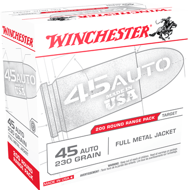 Winchester .45 ACP 230 Grain FMJ 200 Per Box Handgun Ammo