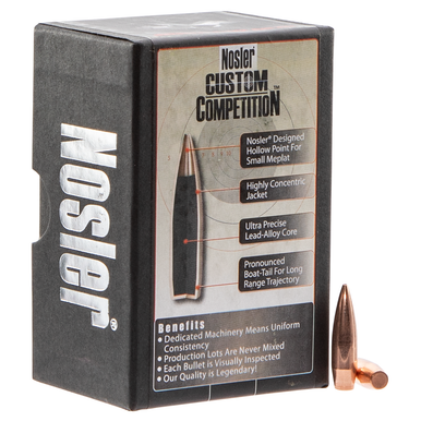 Nosler 53427 Custom Competition 6.5mm .264 100 GR Hollow Point Boat Tail 100 Box