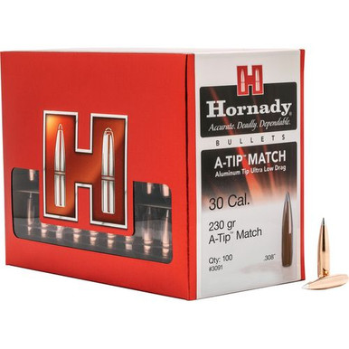 Hornady 3091 A-Tip Match 30 Caliber 230 GR Ballistic Tip 100 Box