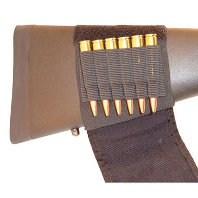 Grovtec US Inc GTAC83 Rifle Buttstock Cartridge Holder With Flap 6 Rounds Black Cordura