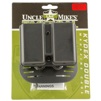 Uncle Mike's 51361 Kydex Double Mag Case Black Kydex Belt Clip 9mm Luger 40 S&amp;W Belts 1.75" Wide