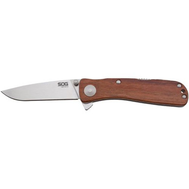 SOG Specialty Knives and Tools TWI17-CP Twitch II Knife with Straight Edge Assisted Folding 2.65-Inch Steel Blade and Rosewood Handle, Satin Finish