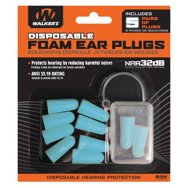Walkers GWPFP5PKTL Foam Ear Plugs  33 dB Teal 5 Pair