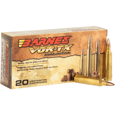Barnes Bullets 22008 VOR-TX Rifle  22-250 Rem 50 gr TSX Flat Base Ammo