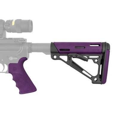 Hogue 15655 OverMolded 2-Piece Kit AR-15 Commercial Collapsible Stock/Pistol Grip Rubber Purple