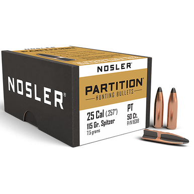 Nosler 16318 Partition 25 Caliber .257 115 GR Spitzer 50 Box
