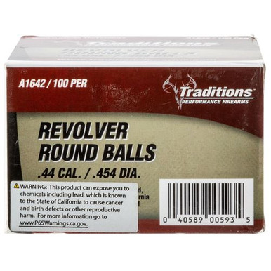 Traditions A1642 Revolver 44 Black Powder Lead Ball 140 gr 100